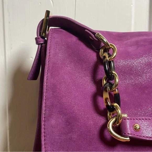 Fendi Rare Y2K Iridescent PlumSuede Mamma Baguette Shoulder Bag - Picture 8 of 15